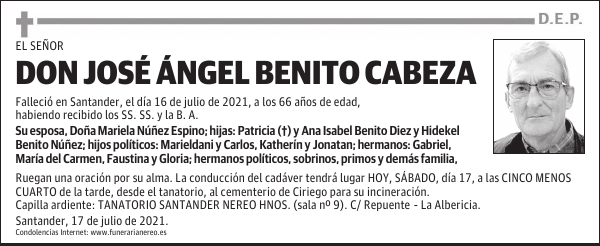 DON JOSÉ ÁNGEL BENITO CABEZA