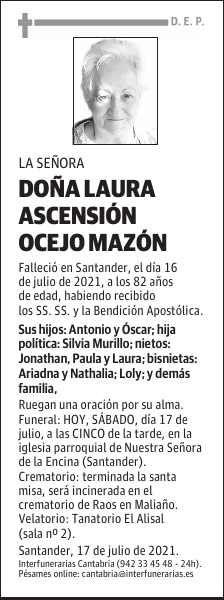 DOÑA LAURA ASCENSIÓN OCEJO MAZÓN