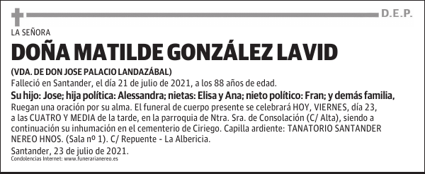 DOÑA MATILDE GONZÁLEZ LAVID