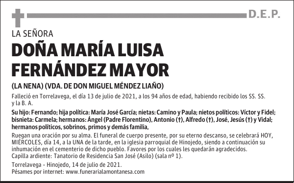 DOÑA MARÍA LUISA FERNÁNDEZ MAYOR