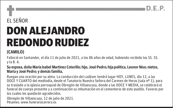 DON ALEJANDRO REDONDO RUDIEZ