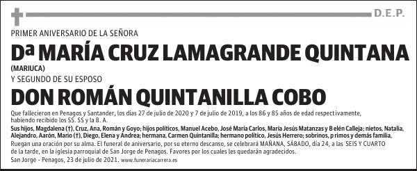 DOÑA MARÍA CRUZ LAMAGRANDE QUINTANA