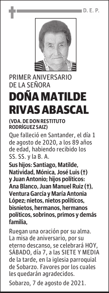 DOÑA MATILDE RIVAS ABASCAL
