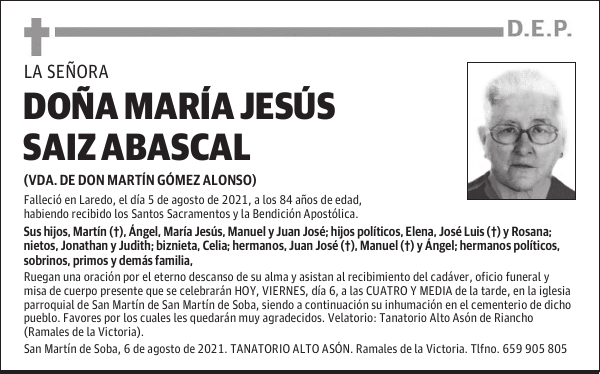 DOÑA MARÍA JESÚS SAIZ ABASCAL