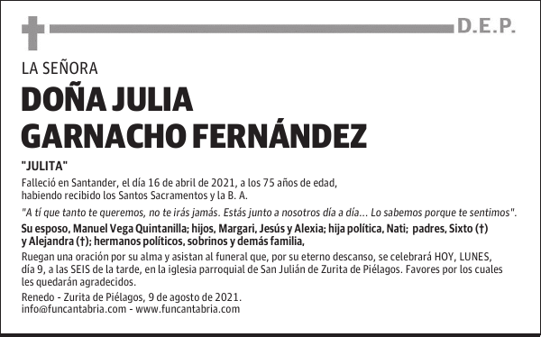 DOÑA JULIA GARNACHO FERNÁNDEZ