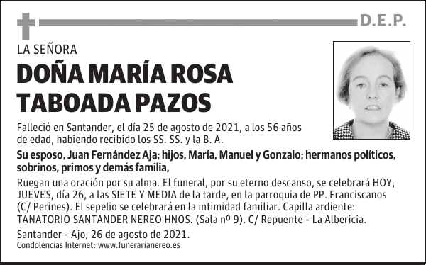 DOÑA MARÍA ROSA TABOADA PAZOS