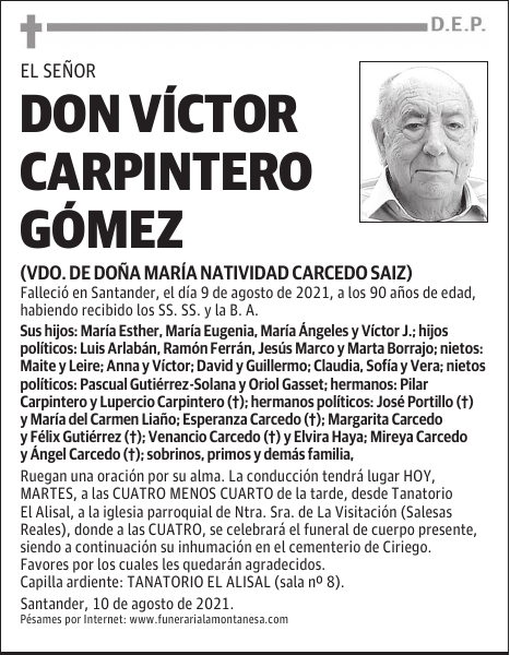 DON VÍCTOR CARPINTERO GÓMEZ