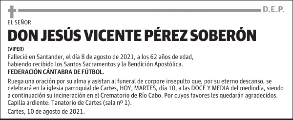 DON JESÚS VICENTE PÉREZ SOBERÓN