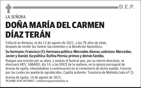 DOÑA MARÍA DEL CARMEN DÍAZ TERÁN