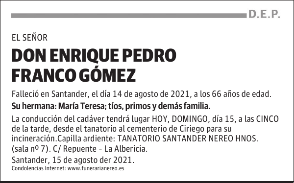 DON ENRIQUE PEDRO FRANCO GÓMEZ