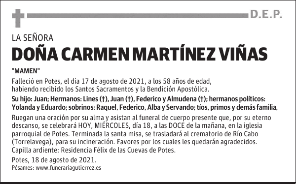 DOÑA CARMEN MARTÍNEZ VIÑAS