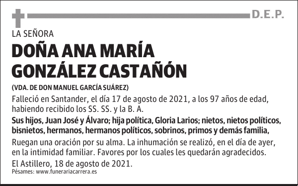 DOÑA ANA MARÍA GONZÁLEZ CASTAÑÓN