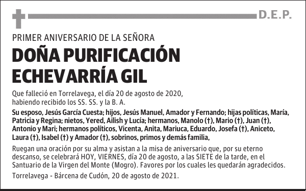 DOÑA PURIFICACIÓN ECHEVARRÍA GIL