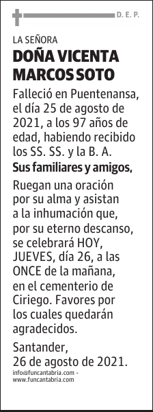 DOÑA VICENTA MARCOS SOTO