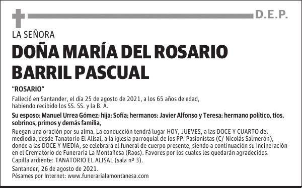 DOÑA MARÍA DEL ROSARIO BARRIL PASCUAL