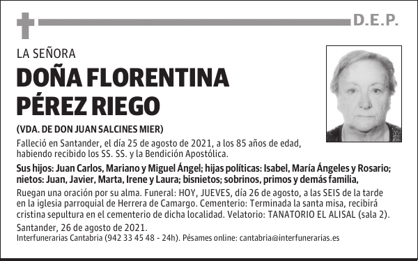 DOÑA FLORENTINA PÉREZ RIEGO