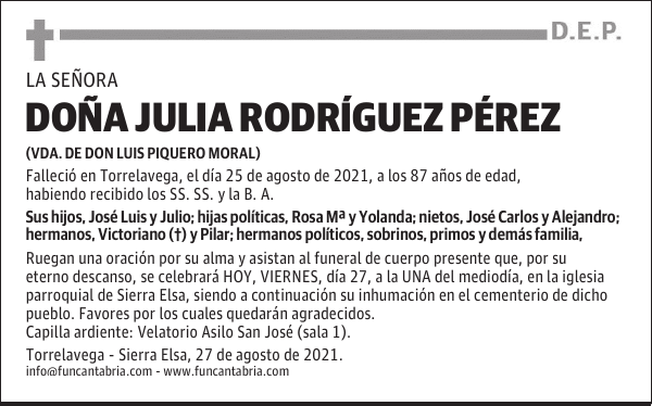 DOÑA JULIA RODRÍGUEZ PÉREZ