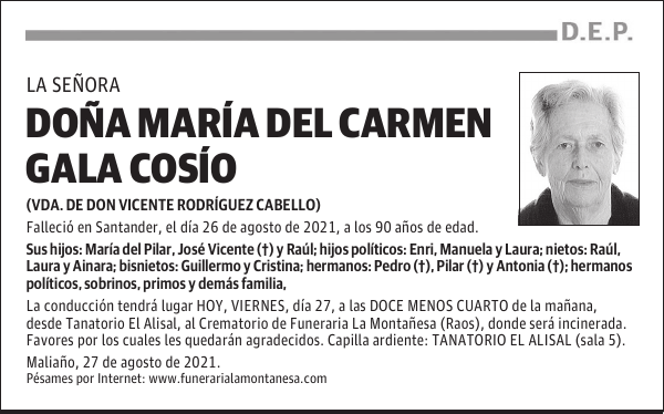 DOÑA MARÍA DEL CARMEN GALA COSÍO