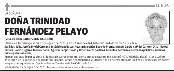 DOÑA TRINIDAD FERNÁNDEZ PELAYO