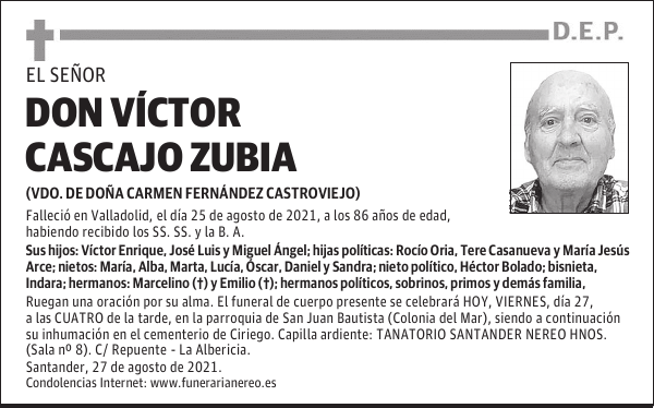 DON VÍCTOR CASCAJO ZUBIA