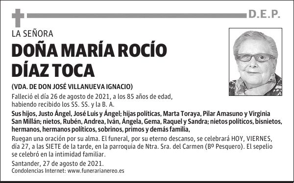 DOÑA MARÍA ROCÍO DÍAZ TOCA