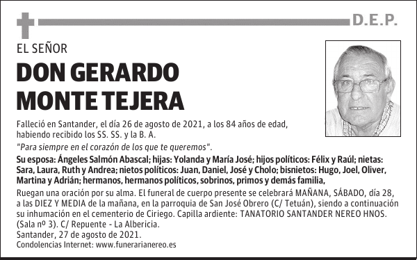 DON GERARDO MONTE TEJERA