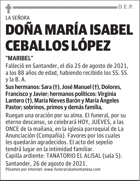 DOÑA MARÍA ISABEL CEBALLOS LÓPEZ