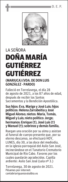 DOÑA MARÍA GUTIÉRREZ GUTIÉRREZ