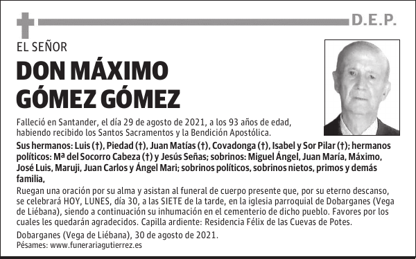 DON MÁXIMO GÓMEZ GÓMEZ