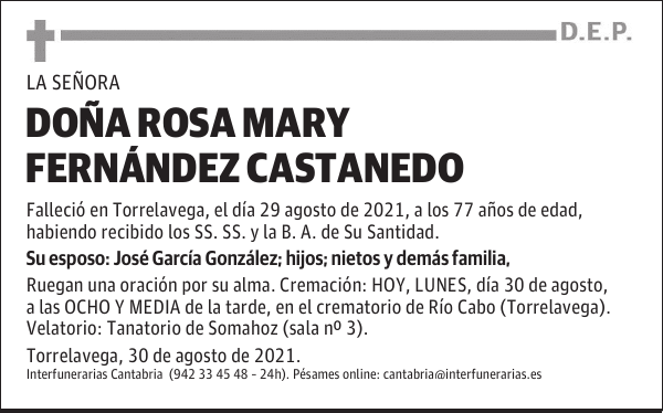 DOÑA ROSA MARY FERNÁNDEZ CASTANEDO