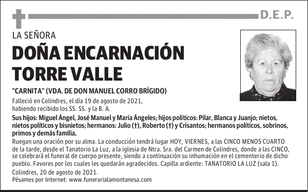 DOÑA ENCARNACIÓN TORRE VALLE