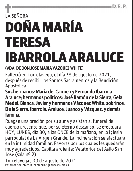 DOÑA MARÍA TERESA IBARROLA ARALUCE