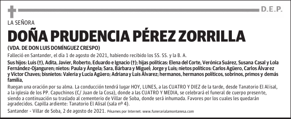 DOÑA PRUDENCIA PÉREZ ZORRILLA