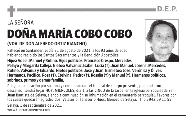 DOÑA MARÍA COBO COBO