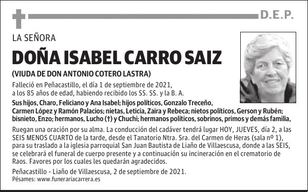 DOÑA ISABEL CARRO SAIZ
