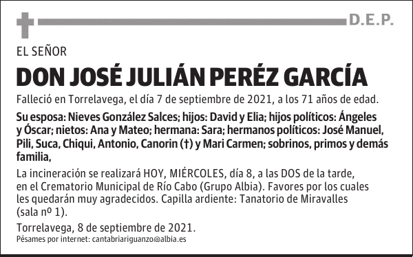 DON JOSÉ JULIÁN PERÉZ GARCÍA