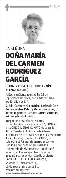 DOÑA MARÍA DEL CARMEN RODRÍGUEZ GARCÍA