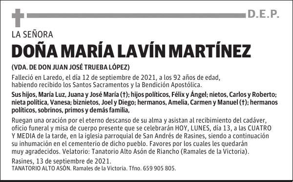 DOÑA MARÍA LAVÍN MARTÍNEZ