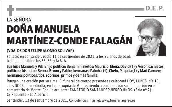 DOÑA MANUELA MARTÍNEZ-CONDE FALAGÁN