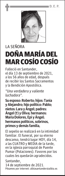 DOÑA MARÍA DEL MAR COSÍO COSÍO