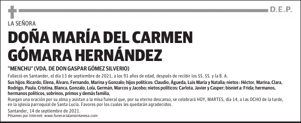 DOÑA MARÍA DEL CARMEN GÓMARA HERNÁNDEZ