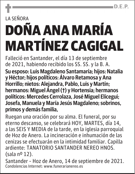 DOÑA ANA MARÍA MARTÍNEZ CAGIGAL