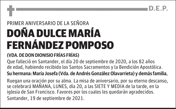 DOÑA DULCE MARÍA FERNÁNDEZ POMPOSO