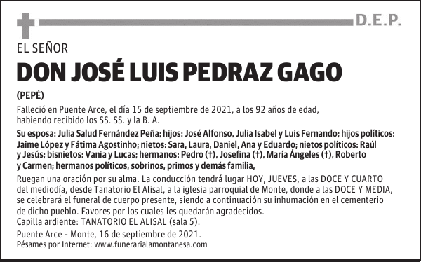 DON JOSÉ LUIS PEDRAZ GAGO