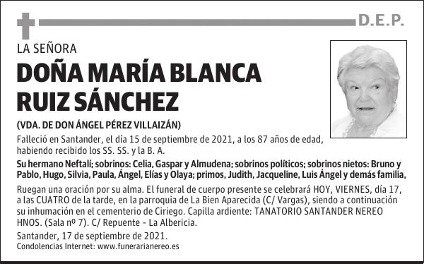 DOÑA MARÍA BLANCA RUIZ SÁNCHEZ