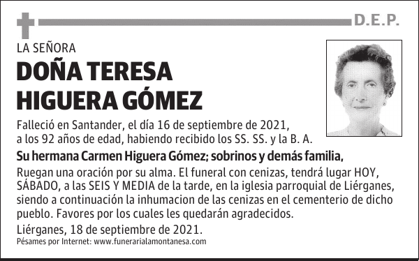 DOÑA TERESA HIGUERA GÓMEZ