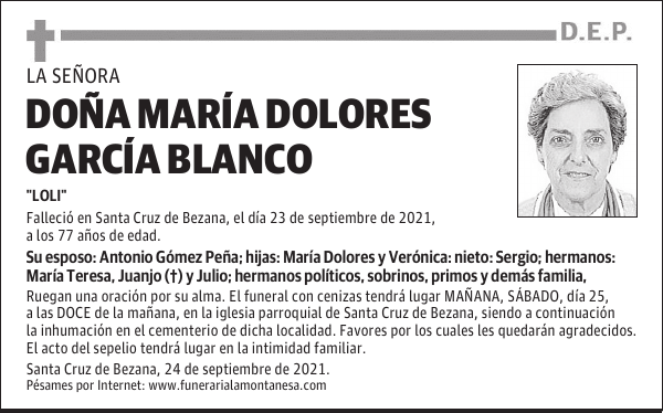 DOÑA MARÍA DOLORES GARCÍA BLANCO