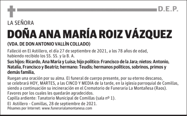 DOÑA ANA MARÍA ROIZ VÁZQUEZ