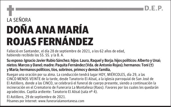 DOÑA ANA MARÍA ROJAS FERNÁNDEZ