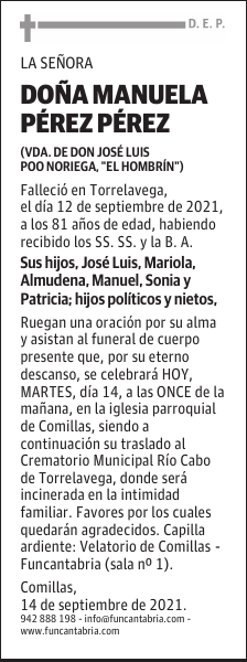 DOÑA MANUELA PÉREZ PÉREZ